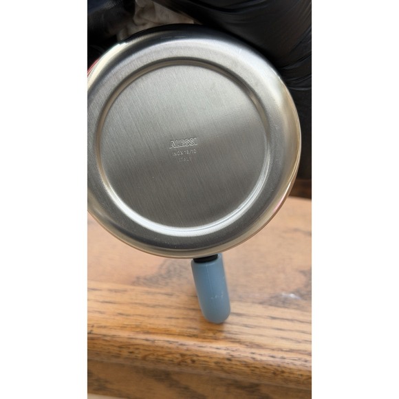 Alessi 18/10 Stainless Glass Mug Cup Set of 2 Blue Handles Italy - Picture 7 of 8